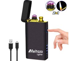 MELTAZO Aansteker, 2-in-1 Aansteker Elektrisch, Electric Lighter, Aansteker Elektrisch USB-C, Aansteker USB Oplaadbaar, Aansteker Windproof Elektrisch, Elektronische Aansteker, Plasma Aansteker, Elektrische Aansteker, 2-in-1 Aansteker Luxe voor Alles
