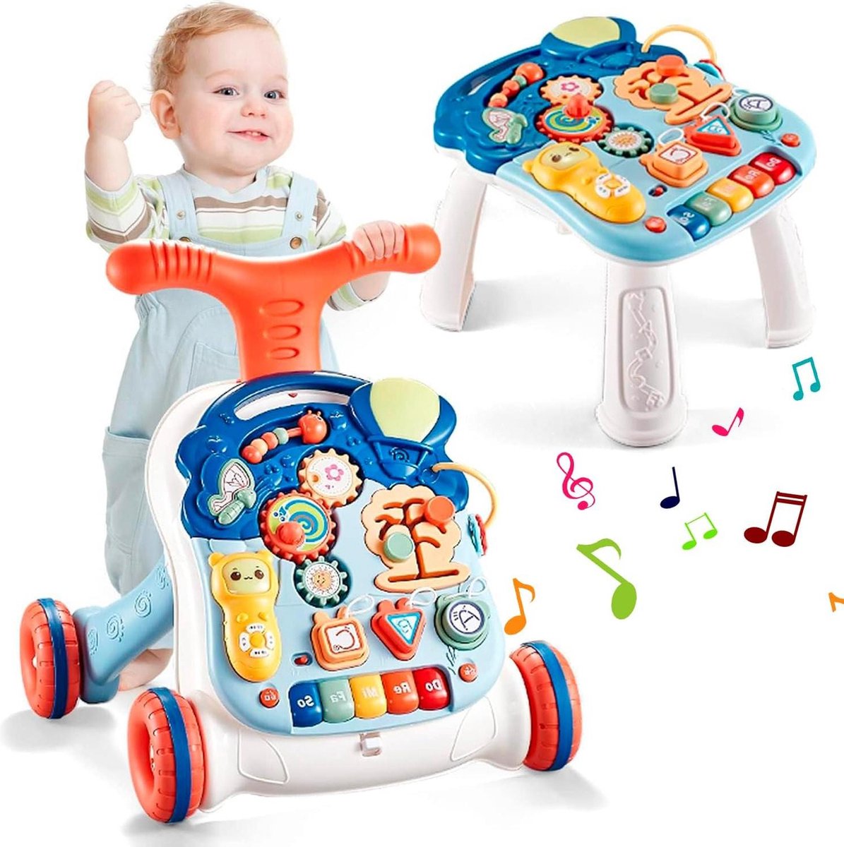 Loopwagen baby multifunctionele loophulp met instelbare snelheid en muziek Afneembaar speelbord voor kinderen loopwagen baby