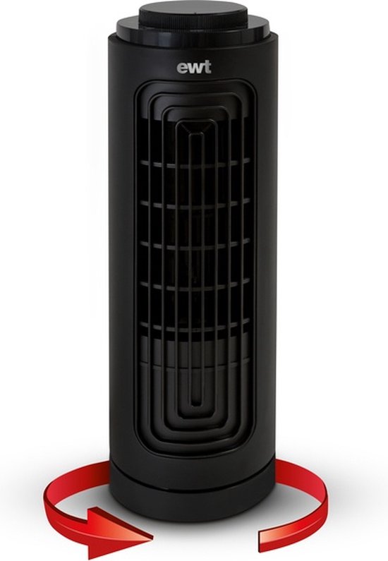 Tafelventilator zwart met aromaverspreider, 3 snelheden, 80° oscillatie, compact, energiezuinig, EWT Air Fan