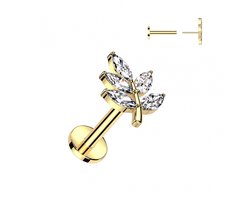 Piercing gemmed blad push in 1.2x8 - goud - LMPiercings