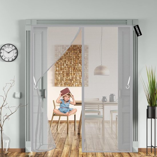 Magnetisch vliegengaas,insectenbescherming voor deur, 150x210cm magneetgordijn voor balkondeur, magneetgordijn, vliegenbescherming, vliegengordijn voor balkondeur, kelderdeur en terrasdeur,Beige