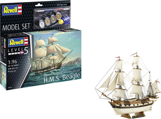 Revell Modelbouwpakket Schepen - 65458 H.M.S. Beagle -Darwin#039 Historical Discovery Barque - Schip - Model Set Plastic - 1:96 -