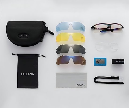 Falkann Basics Gepolariseerde Fietsbril Set - Sportbril / Zonnebril incl. 5 Verwisselbare Lenzen - UV400 - Zwart — afbeelding 3