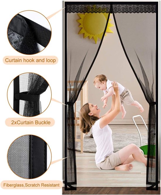 Magnétique Moustiquaire 85 X 215 Cm, Maille Ultra Fine Moustiquaire