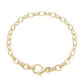 Bracelet à maillons ovales en argent plaqué or jaune avec serrure infini et pierres de zircone taille brillant