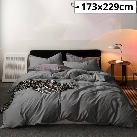 Sleepdown Gingham geruit blauw effen omgekeerd zacht, onderhoudsvriendelijk dekbedovertrek met ruches rand kussenslopen - King (230 cm x 220 cm