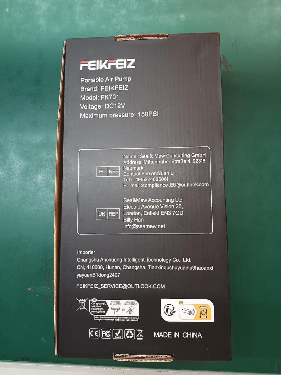 FEIKFEIZ Draagbare Luchtpomp, 150PSI 7800mAh Elektrische Dubbele Macht Batterij Dc 12v 3 5 Meters Auto Power Adapter Met Led Licht Voor Auto S Motorfietsen Fietsen Ballen 688882180