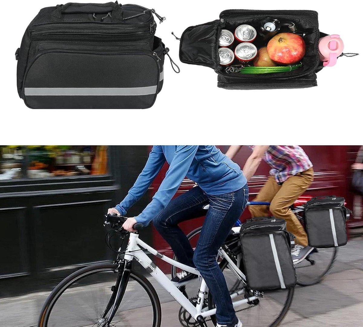 Sacoche De Selle Pyuyan – 8 L – Étanche En PU – Bande Réfléchissante – Installation Facile – Dimensions 29,5 X 16,5 X 12 Cm – Noir – Pour Vélo électrique Et Classique