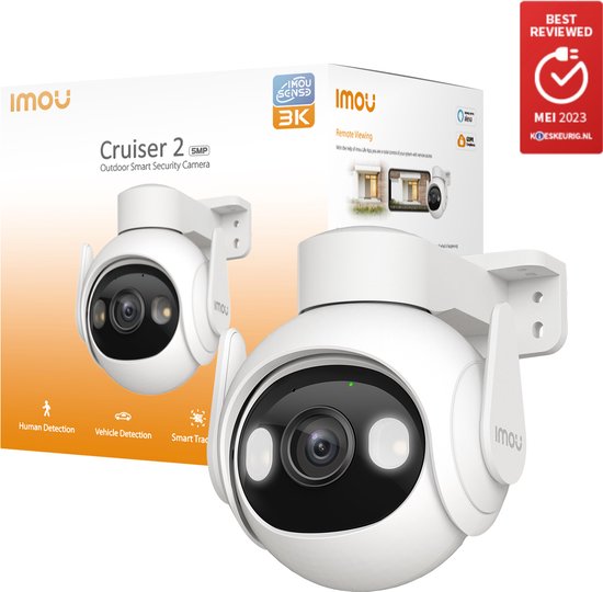 Foto: Imou cruiser 2 beveiligingscamera voor buiten 3k beeldkwaliteit panoramisch draaien en kantelen voor volledige dekking wifi 6 slimme kleuren nachtzicht accurate detectiebereik tot 22m voor personen en 44m voor auto s ip66 weerbestendig