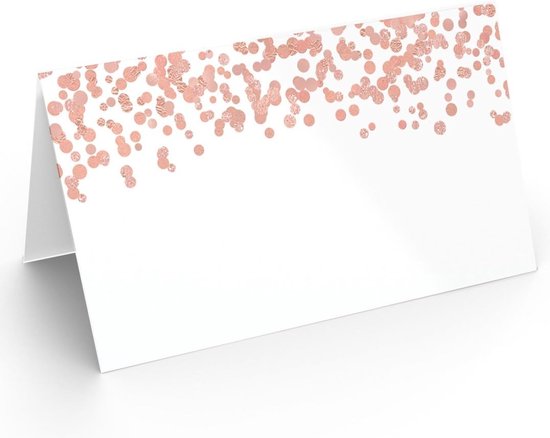 Marque-places de table Joya Party® de 25 pièces pour un mariage ou une Fête | Cartes de table Wit à pois Rose | Marque-places de table | Or rose