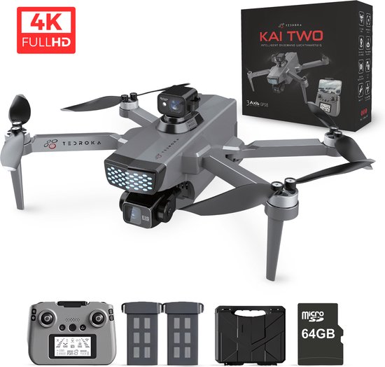 Foto: Tedroka kai two 4k gps drone 3 assige gimbal onder 249g 25 min vlucht 5g transmissie visuele tracking 360 obstakel vermijding rc drone eis anti schok auto return follow me 64 gb sd kaart lichtgewicht voor volwassenen en beginner