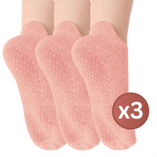 Antislip sokken voor dames, 4 paar yogasokken voor sport, yoga, pilates, dans, fitness, antislip katoenen sokken, maat 35-40, lila/blauw/grijs/zwart, XS