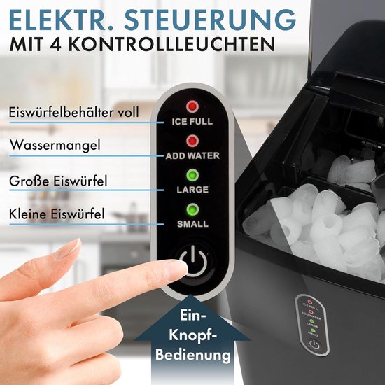 Snelle productie-ijsmachine voor ijsblokjes - IJsblokjes in 10 minuten - Tot 10 kg ijs per dag - Met 2 ijsblokjesgroottes en 1,1 l watertank van HENDI — afbeelding 3