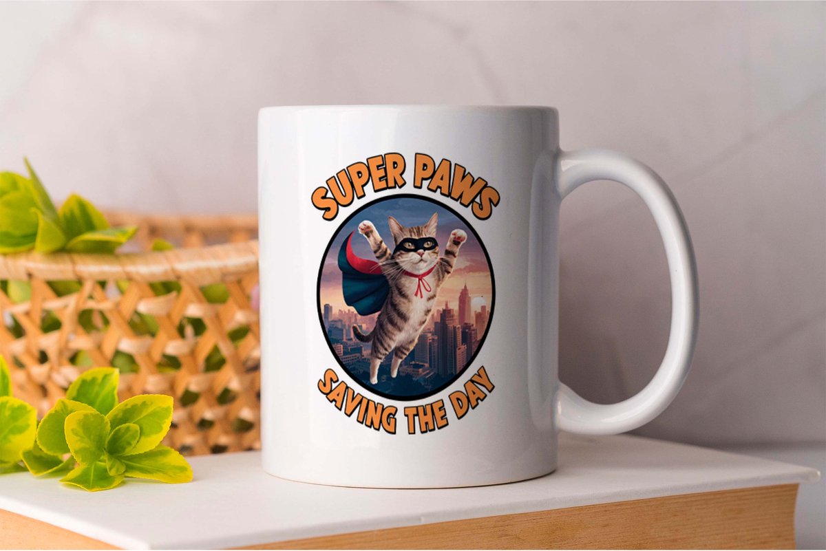 Mok Super Paws - Cats - Gift - Cadeau - CatLovers - Meow - KittyLove - Katten - Kattenliefhebbers - Katjesliefde - Prrrfect