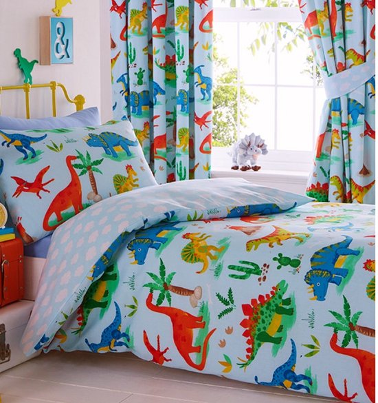 good morning Kinderovertrekset Jurassic Katoen, 135x200, Rits