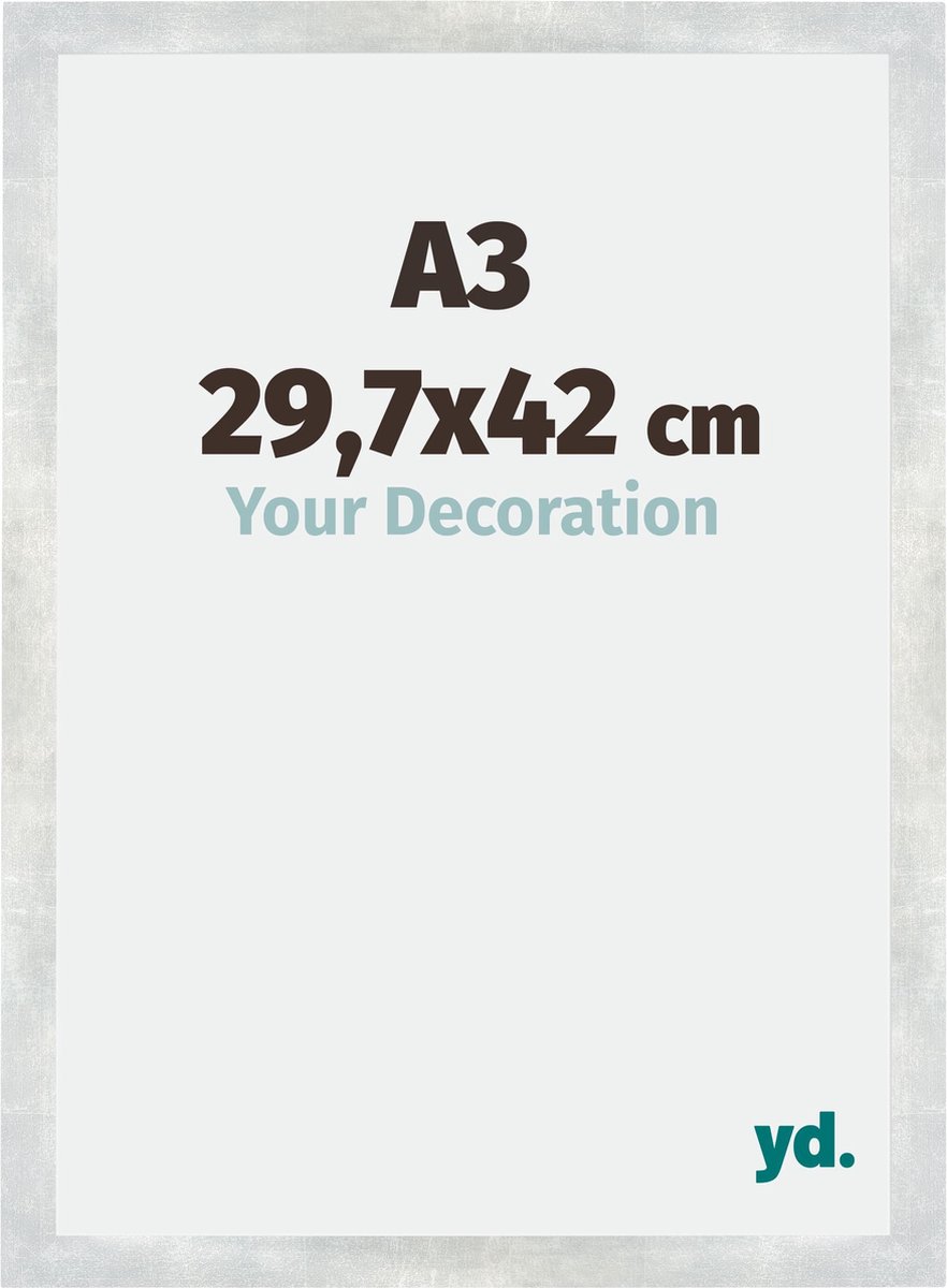 yd. Your Decoration - Fotolijst A3 29,7x42 cm - MDF - Zilver Glanzend Vintage - Mura