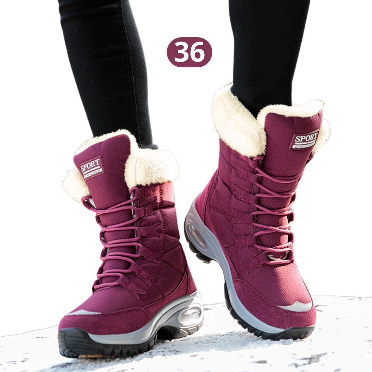 Nivard Sneeuwboots - Sneeuwschoenen - Snowboots - Wintersport - Dames - Ski Gadgets - EU36 - Rood