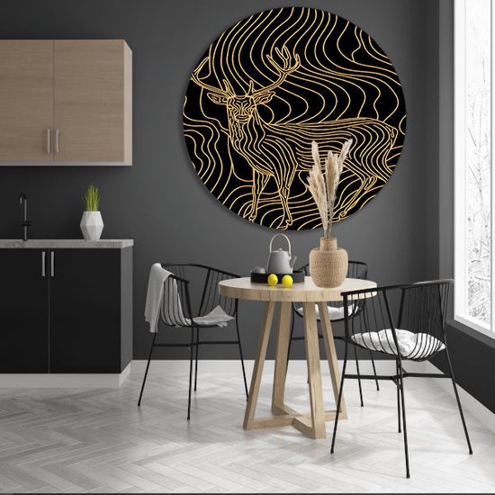 Cerf mural - Cercles muraux animaux - Lignes murales - Décoration murale classique - Forex - Décoration murale chambre cercle mural forex 100x100 cm