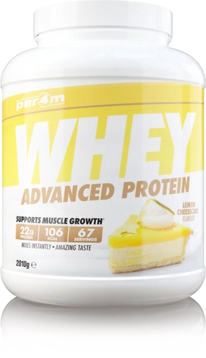 Goedkoopste Per4m - Advanced Whey Protein - Lemon Cheesecake - Proteine poeder - Eiwit shake - Eiwitpoeder - 2.01kg - Whey Protein - Eiwitshakes - Whey Proteine - Protein - Proteine - Proteine Shake - Shake - Fitness - Krachttraining - Gym
