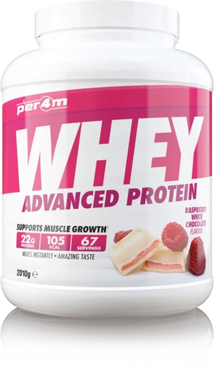 Goedkoopste Per4m - Advanced Whey Protein - Raspberry White Chocolate - Proteine poeder - Eiwit shake - Eiwitpoeder - 2.01kg - Whey Protein - Eiwitshakes - Whey Proteine - Protein - Proteine - Proteine Shake - Shake - Fitness - Krachttraining - Gym
