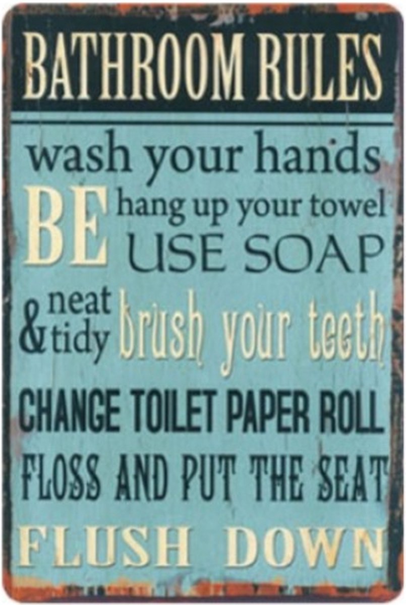 metalen wandplaat bathroom rules 20-30 cm