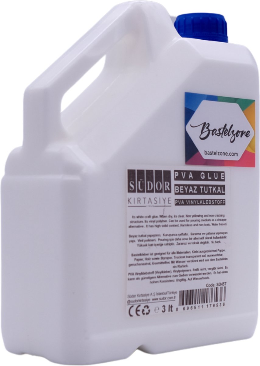 Südor Premium PVA-witte lijm 3 liter. Hobbylijm, Universele lijm, Witte Hout Lijm, Universele toepassing voor alle materialen 3000 ml