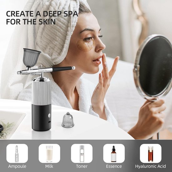 Daakro Kit aérographe sans fil, portable, portable, mini brosse à air rechargeable pour maquillage, décoration de gâteau, tatouages et peinture du visage