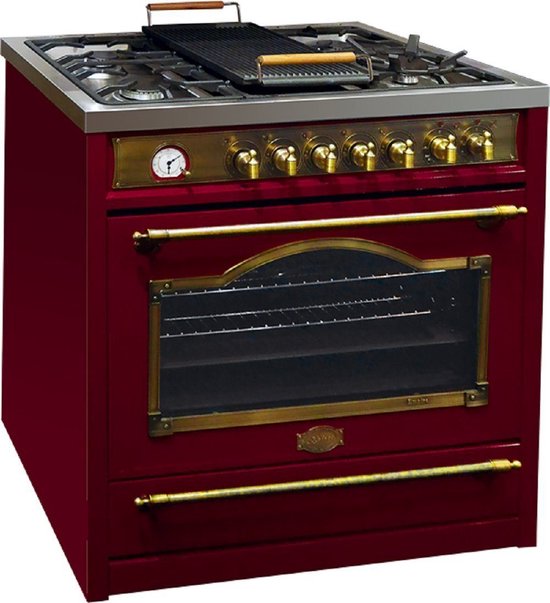 Kaiser - vrijstaand gasfornuis - HGE 93555 RotEm - Retro - elektrische - vrijstaand - gasfornuis - 90 cm - Range Coocker