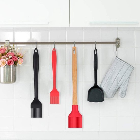 BAMBUA Siliconen Bakborstel - [100% Plasticvrij] Keukenborstel met Bamboe - Voor Bakken en Grillen - Premium Keukenkwast van Voedselkwaliteit - 100% BPA -vrij & Hittebestendig tot 200°C (20 cm