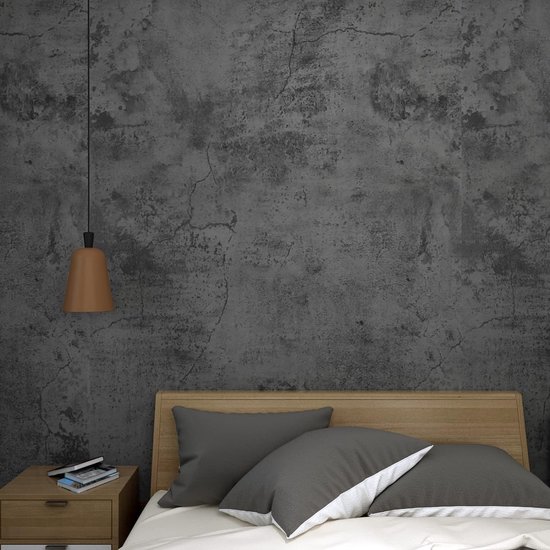 Wallways Zelfklevend Behang - Muurdecoratie - Waterbestendig en Hittebestendig - 60 cm x 10 m - Donker Beton