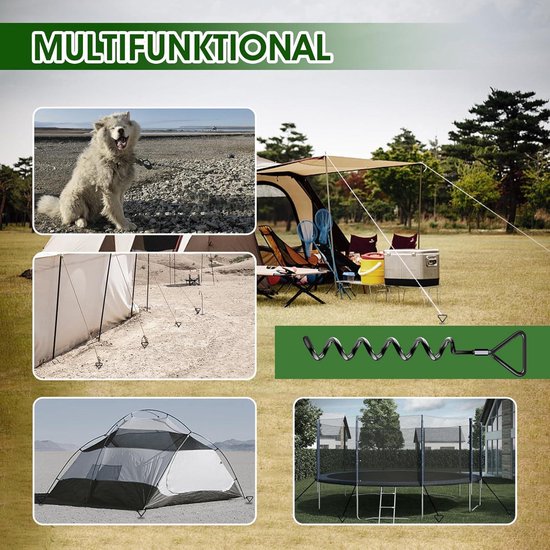 Piquet Ancrage Lot De 4 Piquets D'ancrage En Spirale 45.7cm - Pour Trampoline, Tente, Camping - Acier Galvanisé Anti-rouille Piquets Galvanisés Extérieur