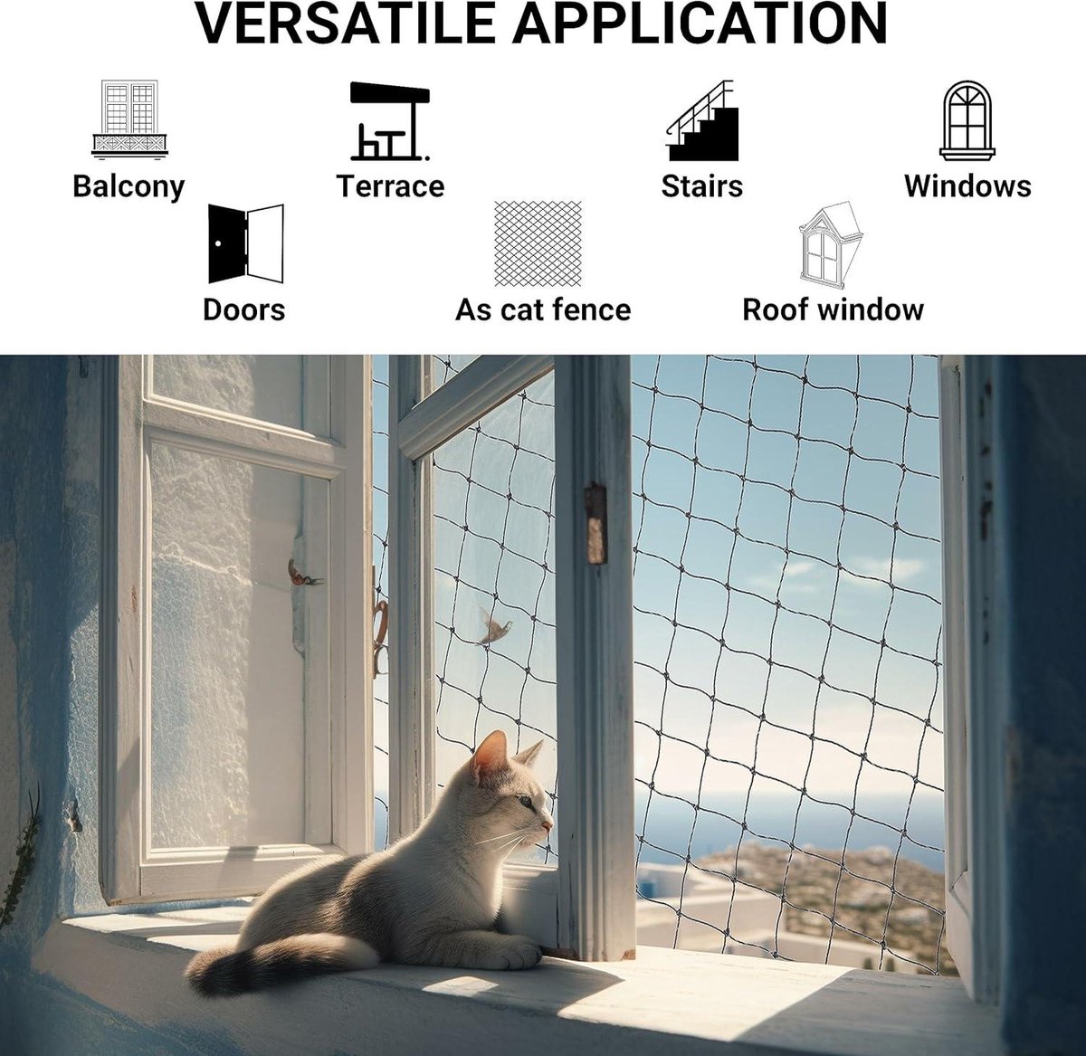 Kattennet v balkon transp 6x3m - Dierenbenodigdheden kopen? | Korting tot 74