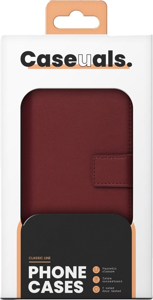 Caseuals Echt Lederen Portemonnee/Boekhoesje - Krachtige magneetsluiting - geschikt voor Samsung Galaxy S23+ - Rood