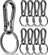 8 Stuks Zwart RVS Karabijnhaak Sleutelhangers - Musketonhaak met Sleutelringen voor Volwassenen - Mini Musketon en ringetjes - Auto Klein Carabiner Sleutel Hanger, Houder - Karabijn haak ringen - Keychain Karabijnsluiting
