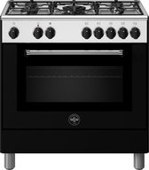 La Germania AM85C61DNT-24 Fornuis 80 cm, zwart, 5 branders, multifunctionele oven