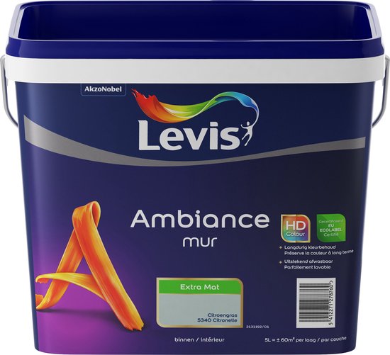 Peinture pour les murs Levis Ambiance - Extra Mat - Citronnelle - 5L