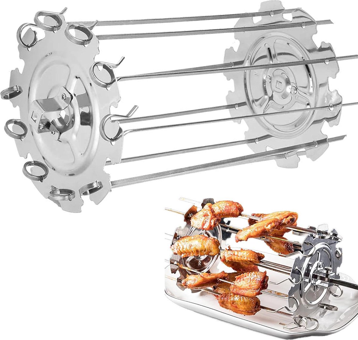 Roestvrijstalen Grill Rotisserie Spies Roterende Mand- Thuisgebruik