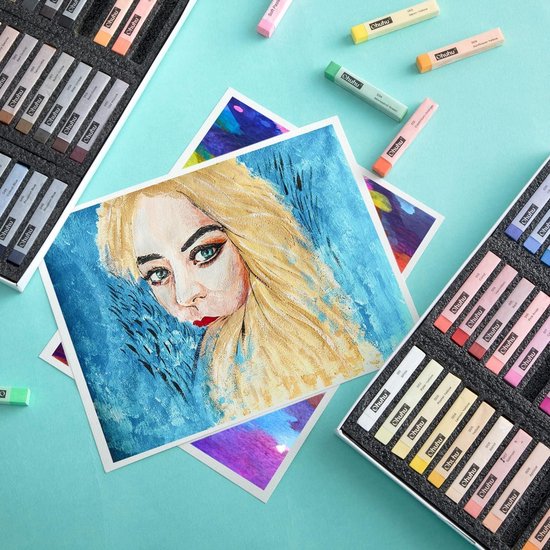 72 couleurs pastels doux-dessin peinture mélange superposition-ombres pastels carrés-6 feuilles-non toxiques-artistes adultes
