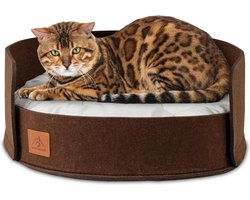Pfotenolymp Kattenbed voor Slaapplaats en Ontspanning - Duurzaam - Gemakkelijk te Reinigen - Elegante Bruine Kattenmand