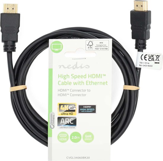 Câble HDMI Nedis Avec Ethernet, Haute Vitesse, 1 Mètre - Pour Une Connexion Ultra-rapide Et Stable
