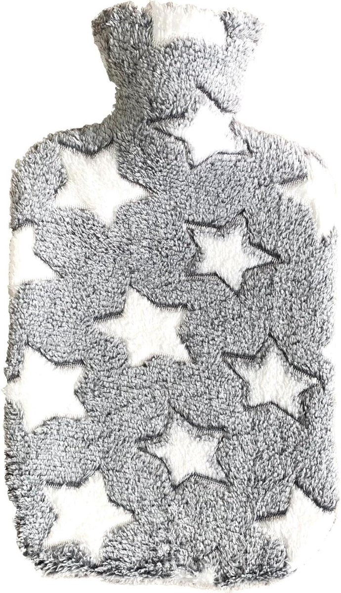 Bol.com Wasbare Pluizige Warmwaterkruik met Overtrek - 2 L - Sterren Patroon - Kindvriendelijk - Geurvrij - TÜV Süd Getest aanbieding