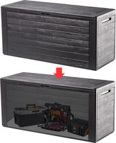 MKSS® Tuinkast - Tuinkist - Tuinkasten voor Buiten - Tuinberging - Kunststof - 120x50x20cm - Zwart met Grijs