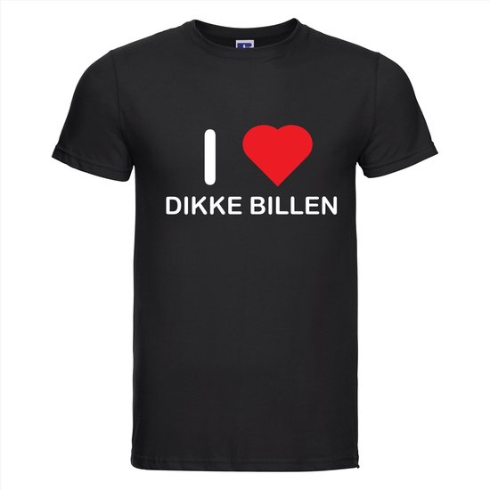 I LOVE DIKKE BILLEN T-shirt - 100% Katoen - Maat L - Classic Fit - Zwart