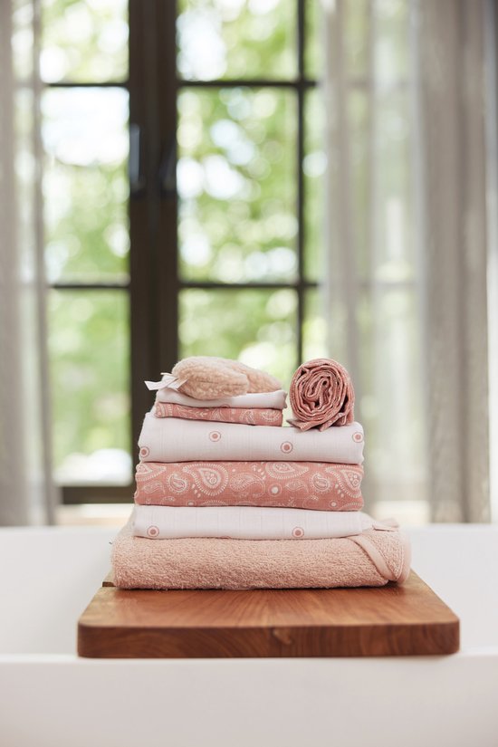 Jollein Hydrofiele Multidoek Small 70x70cm Paisley&Halo - Rosewood- 2 Stuks van Jollein — afbeelding 4