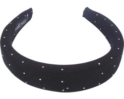 Diadeem gevuld stof met strass steentjes zwart