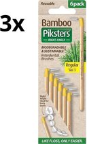 Piksters Bamboe Ragers Hoek - Maat 3 - Geel - 3 x 6 stuks - Voordeelverpakking