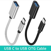 OTG Host kabel Male USB C naar normaal Female USB A 2.0/3.0, adapter / verloop-stekker, voor o.a. MacBook 12 etc, zwart , merk i12Cover