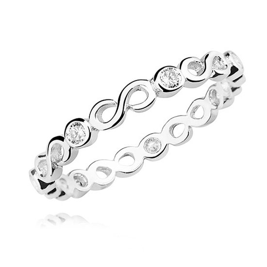 Bague argentée avec motif infini et pierres de zircone