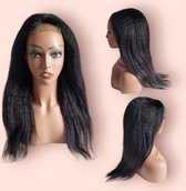 Frazimashop- Braziliaanse Remy dames pruiken - 18 inch kinky steil 100% human hair wigs - 4x4 lace closure pruik
