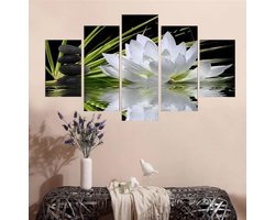 5 stuks paneel canvas kunst aan de muur verse witte bloemen zwarte kiezelstenen natuur landschap HD schilderij voor moderne huis woonkamer kantoordecoratie groot formaat.